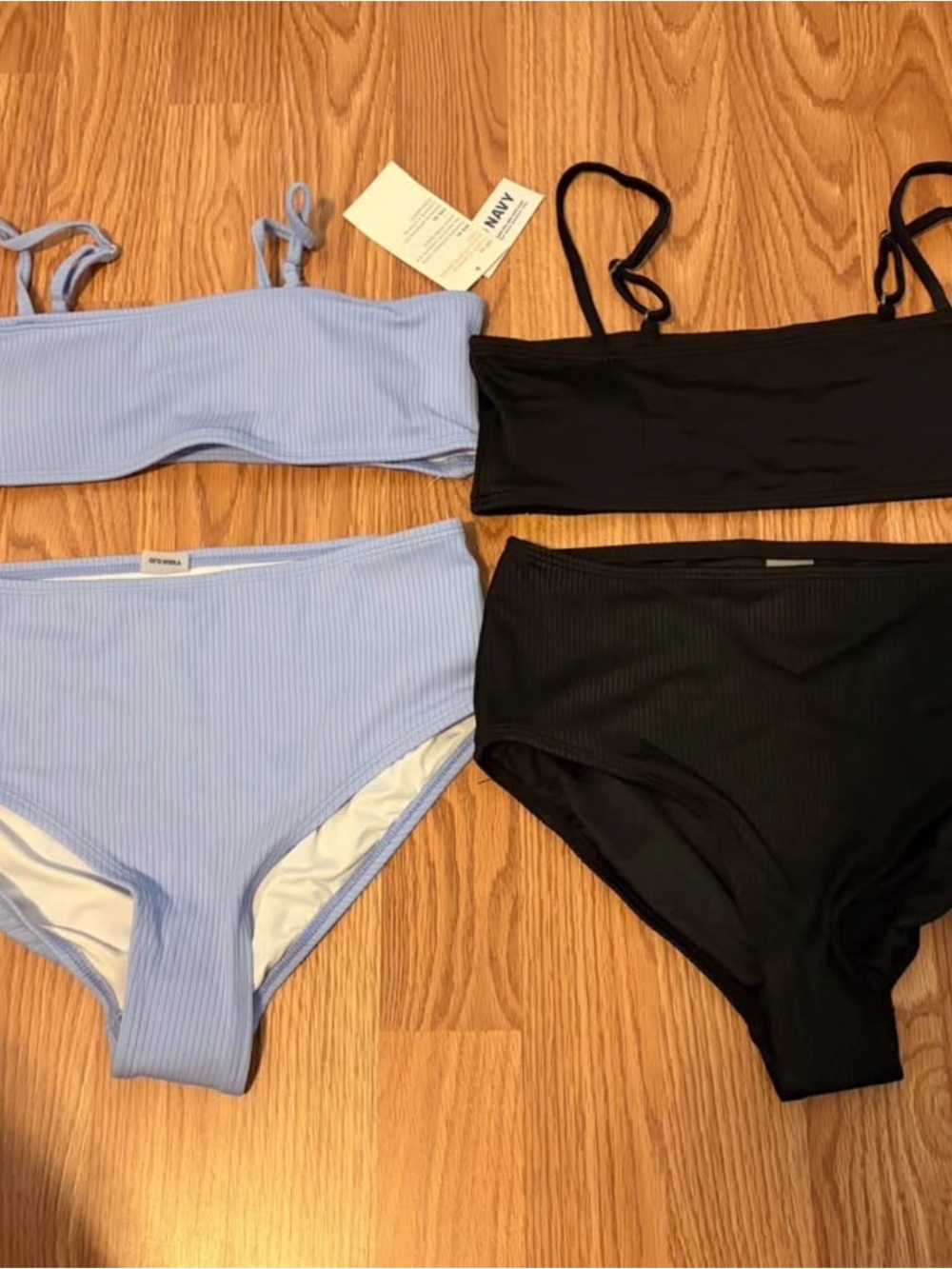 Old Navy Ribbed Bikini Set - Light Blue & Black